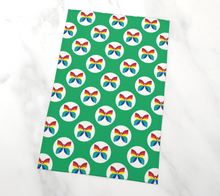 Load image into Gallery viewer, CBC 1966 Butterfly Green Polka Dot Tea Towel