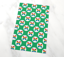 Load image into Gallery viewer, CBC 1966 Butterfly Green Polka Dot Tea Towel
